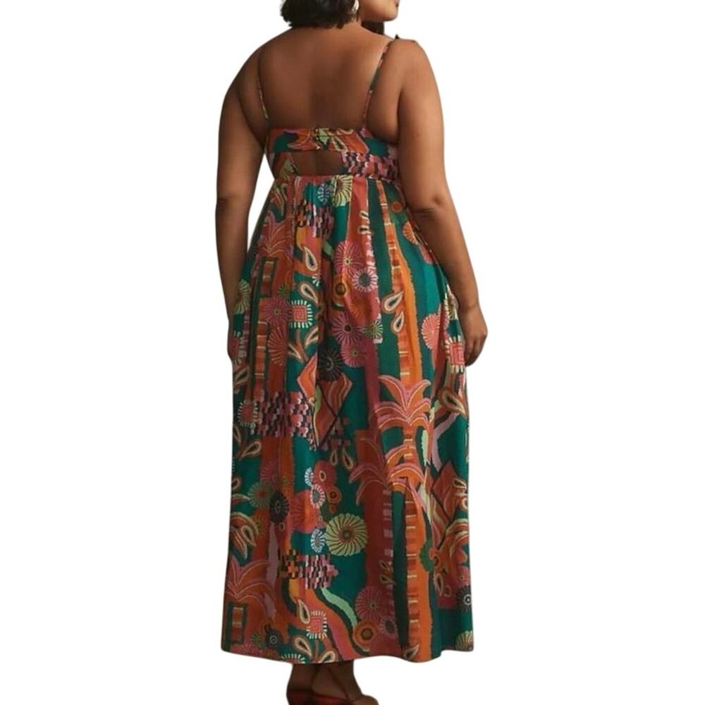 FARM RIO Anthropologie Pleated Palm Midi Pockets Dress, Size 2X Brand New SOO - Picture 3 of 16